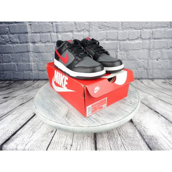 Nike Dunk Low GS Black/University Red-White GS 7Y	NIB - Picture 1 of 9